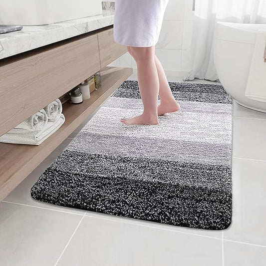 Arotive Microfiber Bathroom Rugs, Shaggy Soft and Absorbent Bath Rug, Non-Slip, Thick Plush Machine Washable Dry Bath Mats for Bathroom, Tub and Shower, 47x32, Black, Rectangular