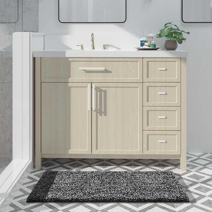 Yimobra Large Bathroom Rugs Non Slip Washable, Soft Absorbent Microfiber Bath Mat,Dual-Tone Decor Rug with Rubber Backing for Bathroom Floor,Tub and Shower,36x24,Home Essentials,Black and White