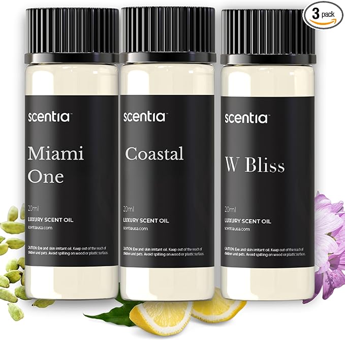 Scentia Hotel Diffuser Oil | Aromatherapy Fragrances Inspired by 5-Star Hotels | Luxurious Scents Gift Set - 3 x 20ml Bottles Set - The 1 Hotel Miami, W Hotels - Thanksgiving & Holiday Gift