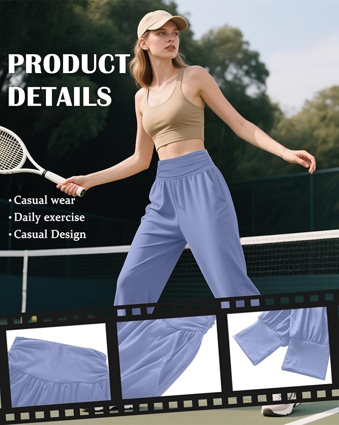 2 Pack Women's Yoga Joggers, Cozy Sweatpants with Pockets Casual Loose Comfy High Waisted Lounge Pants