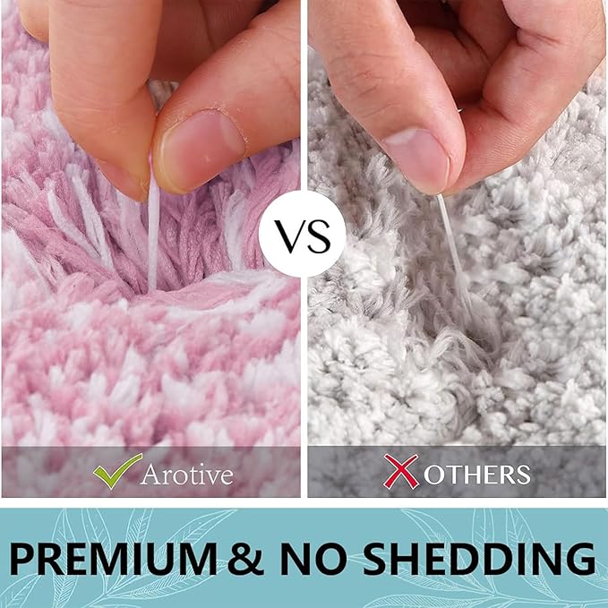 Arotive Microfiber Bathroom Rugs, Shaggy Soft and Absorbent Bath Rug, Non-Slip, Thick Plush Machine Washable Dry Bath Mats for Bathroom, Tub and Shower, 44x24, Mauve, Rectangular