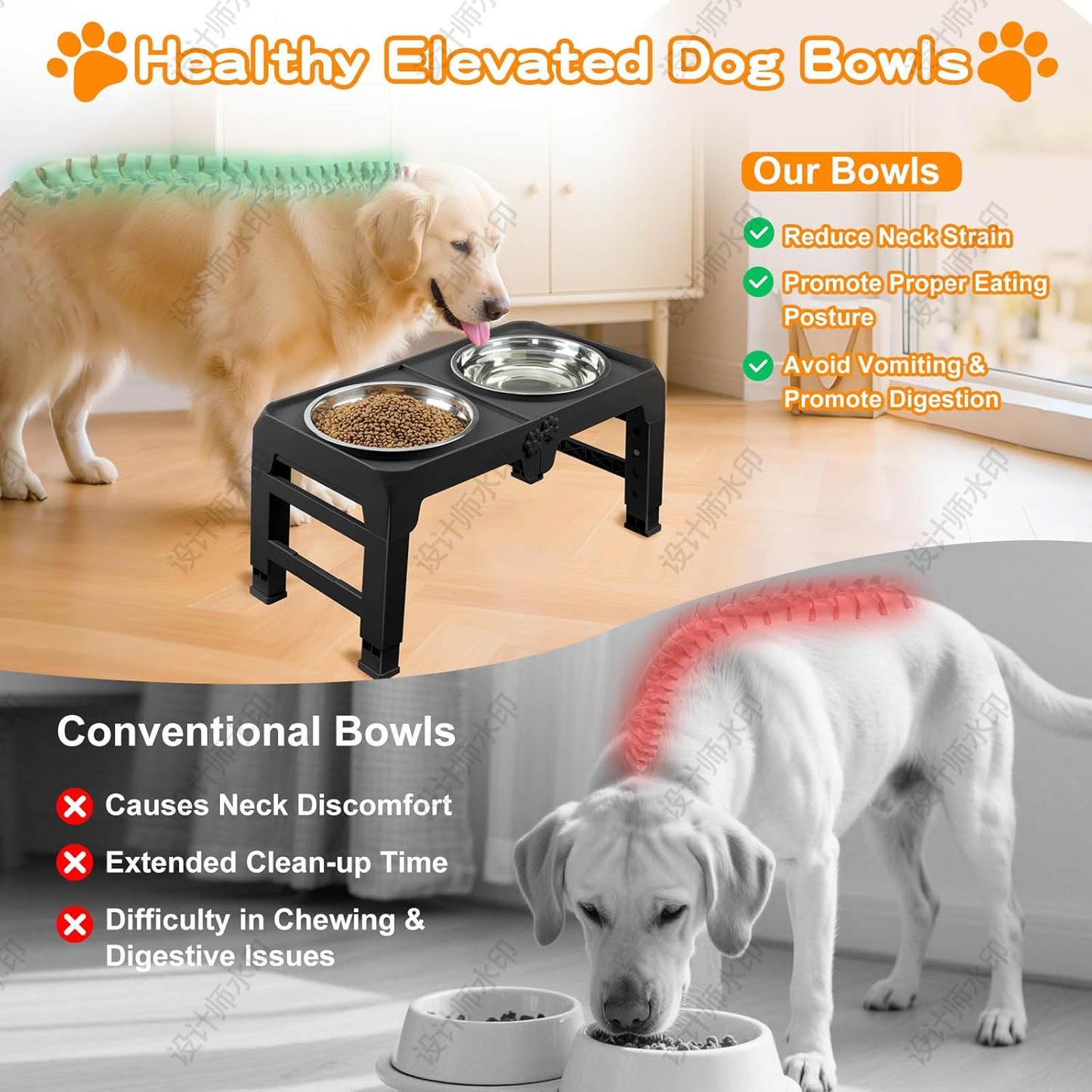 Elevated Dog Bowl Stand – Adjustable Height & Non-Slip Design