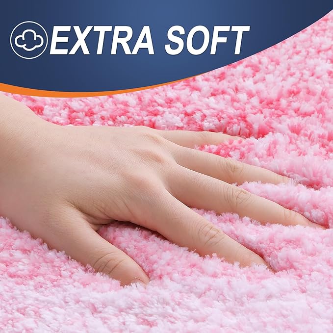 OLANLY Bathroom Runner Rugs 47x20, Extra Soft Absorbent Microfiber Bath Rugs, Rubber Backing, Quick Dry, Machine Washable Bath Mats for Bathroom Floor, Tub and Shower, Home Decor Accessories, Pink