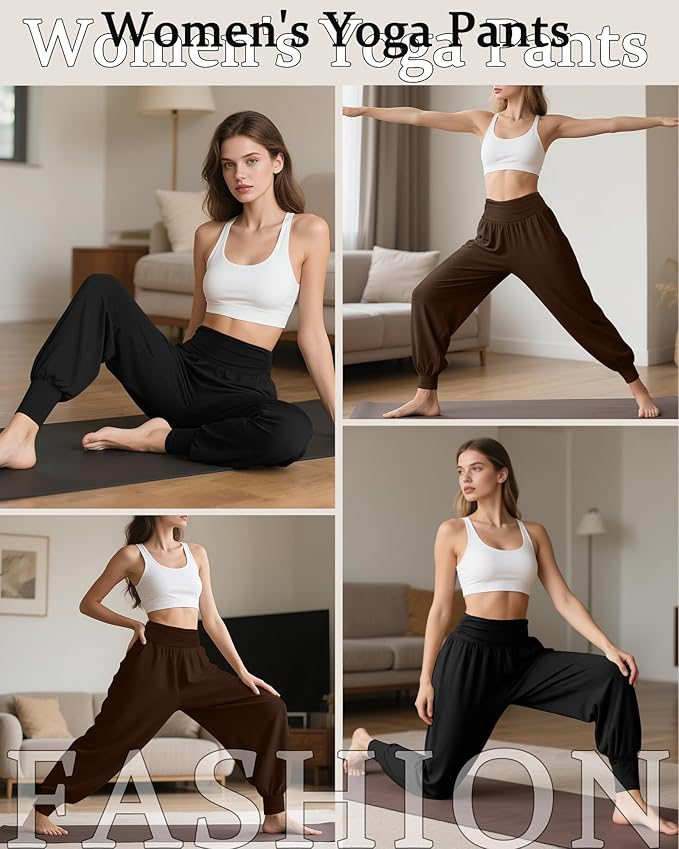 2 Pack Women's Yoga Joggers, Cozy Sweatpants with Pockets Casual Loose Comfy High Waisted Lounge Pants