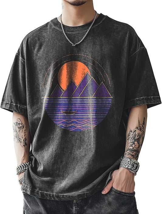Mens Dragon Grpahic T-Shirts Short Sleeve 100% Cotton Crewneck Big and Tall Outdoor Summer Quick Dry Undershirts