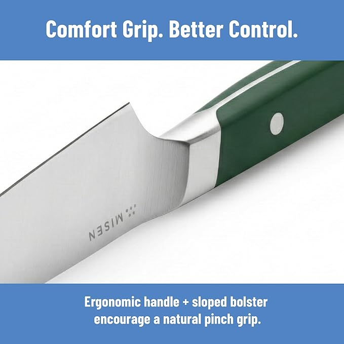 Misen 5.5" Utility Knife – High Carbon Japanese AUS-10 Stainless Steel – Hybrid German & Japanese Blade – Precision Kitchen Knife for Professionals & Home Cooks – Ultimate Cutting Performance - Green