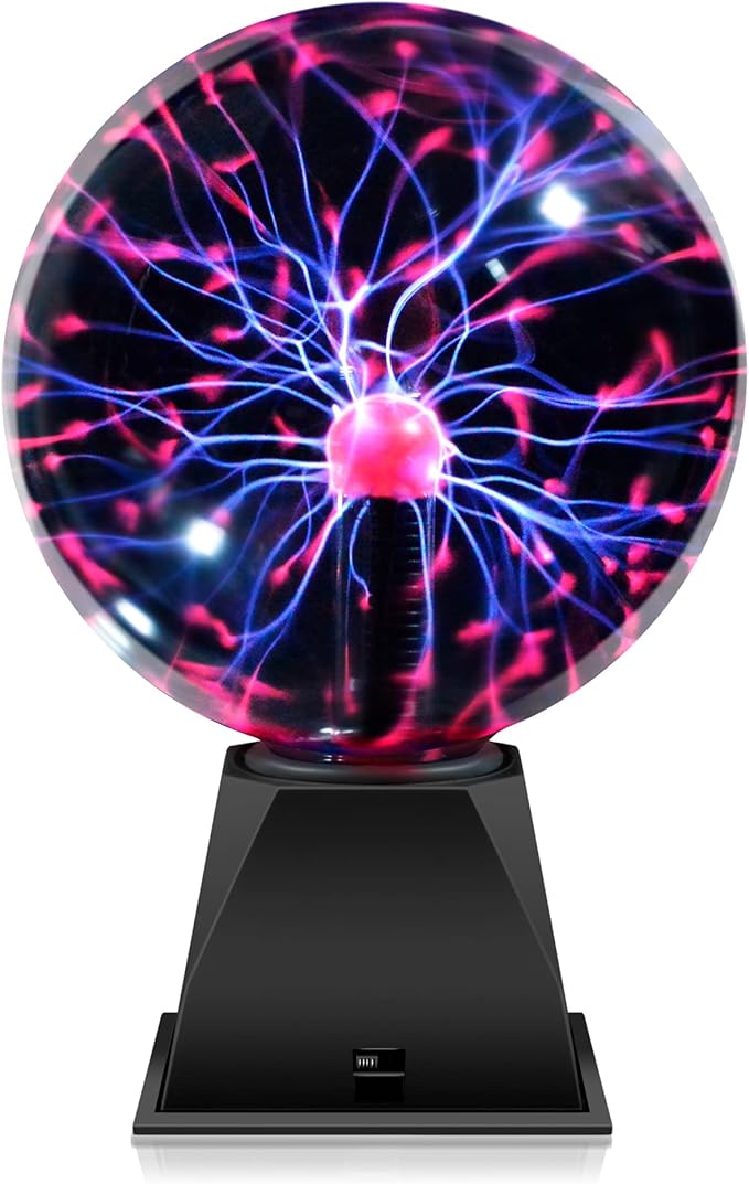 Flashmen Plasma Ball Lamp 6 inch Science Gift Touch & Sound Sensitive Plasma Globe for Bedroom Decor Lamp Novelty Present (Purple)