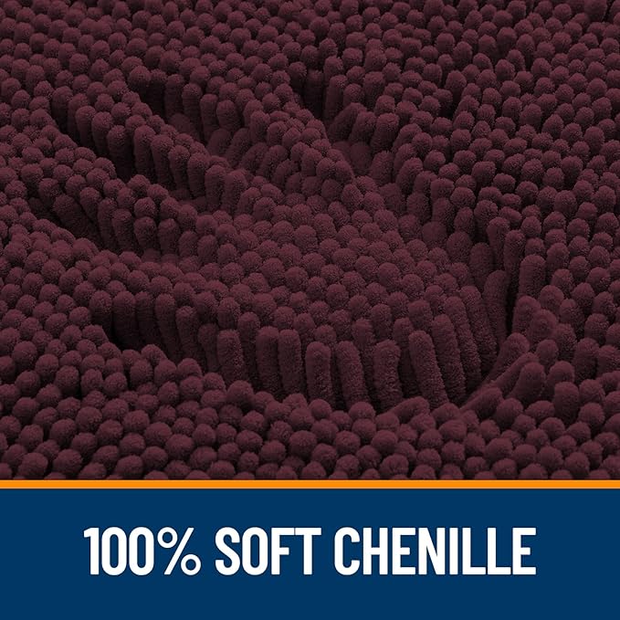 OLANLY Bathroom Rugs 24x16, Extra Soft Absorbent Chenille Bath Rugs, Rubber Backing Quick Dry, Machine Washable Bath Mats for Bathroom Floor, Tub and Shower, Home Decor Accessories, Black Cherry