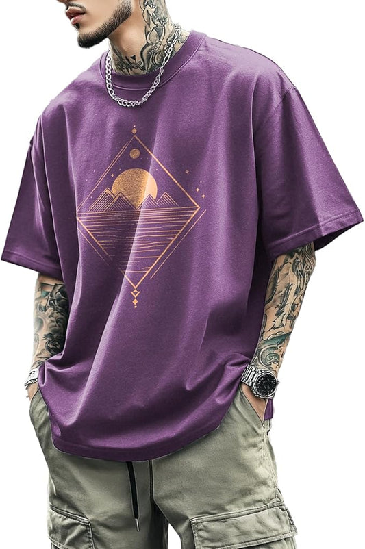 Mens Dragon Grpahic T-Shirts Short Sleeve 100% Cotton Crewneck Big and Tall Outdoor Summer Quick Dry Undershirts