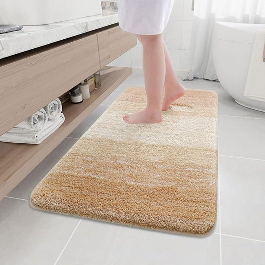 Arotive Microfiber Bathroom Rugs, Shaggy Soft and Absorbent Bath Rug, Non-Slip, Thick Plush Machine Washable Dry Bath Mats for Bathroom, Tub and Shower, 45x27, Beige, Rectangular