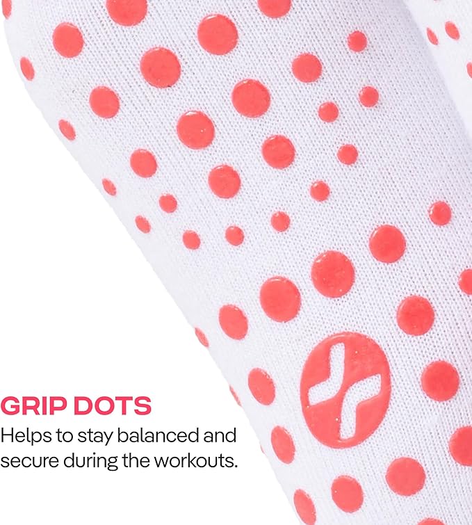 CoolMate Pilates Socks with Grips for Women, Yoga Socks, Crew Non Slip Women for Barre, Pilates Gifts