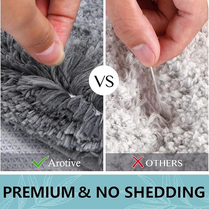 Arotive Microfiber Bathroom Rugs, Shaggy Soft and Absorbent Bath Rug, Non-Slip, Thick Plush Machine Washable Dry Bath Mats for Bathroom, Tub and Shower, 47x24, Grey, Rectangular