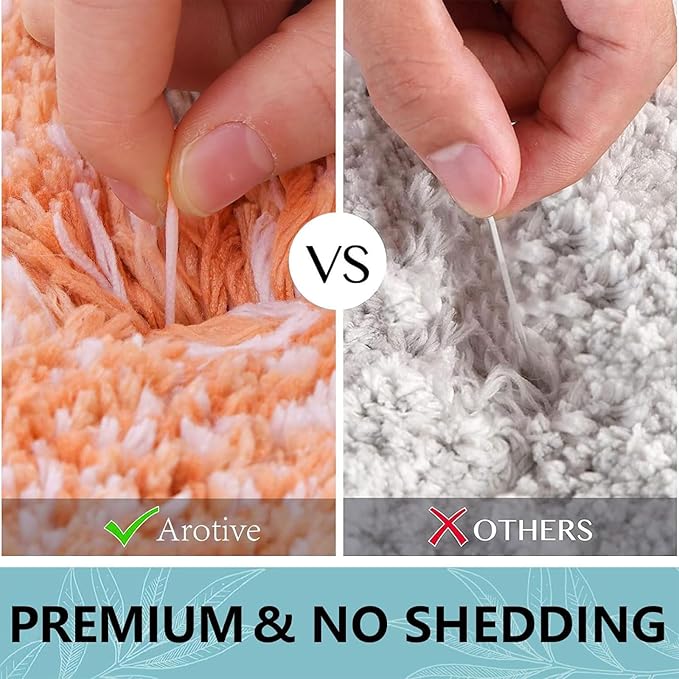 Arotive Microfiber Bathroom Rugs, Shaggy Soft and Absorbent Bath Rug, Non-Slip, Thick Plush Machine Washable Dry Bath Mats for Bathroom, Tub and Shower, 47x24, Orange, Rectangular