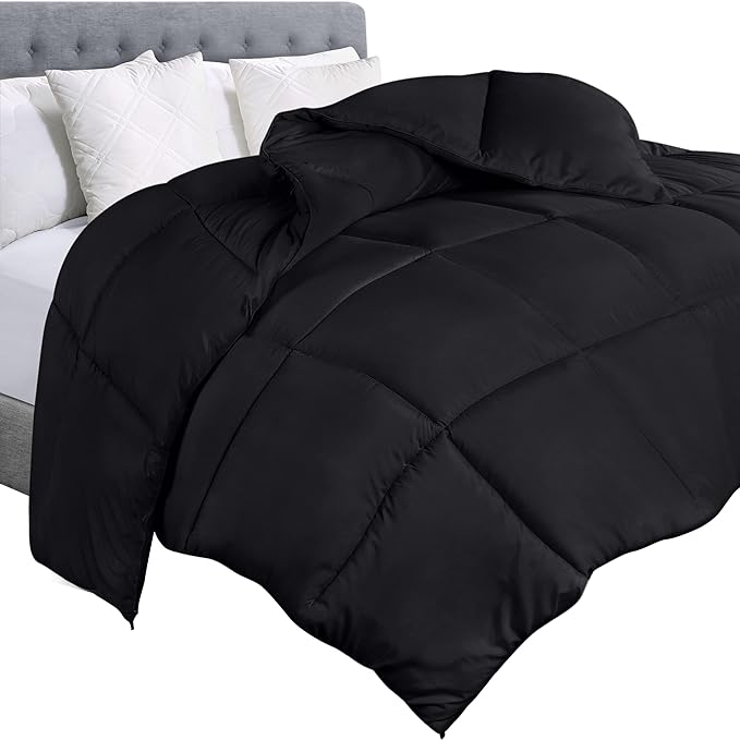 Utopia Bedding Comforter Duvet Insert, Quilted Comforter with Corner Tabs, Box Stitched Down Alternative Comforters Queen Size (Black)