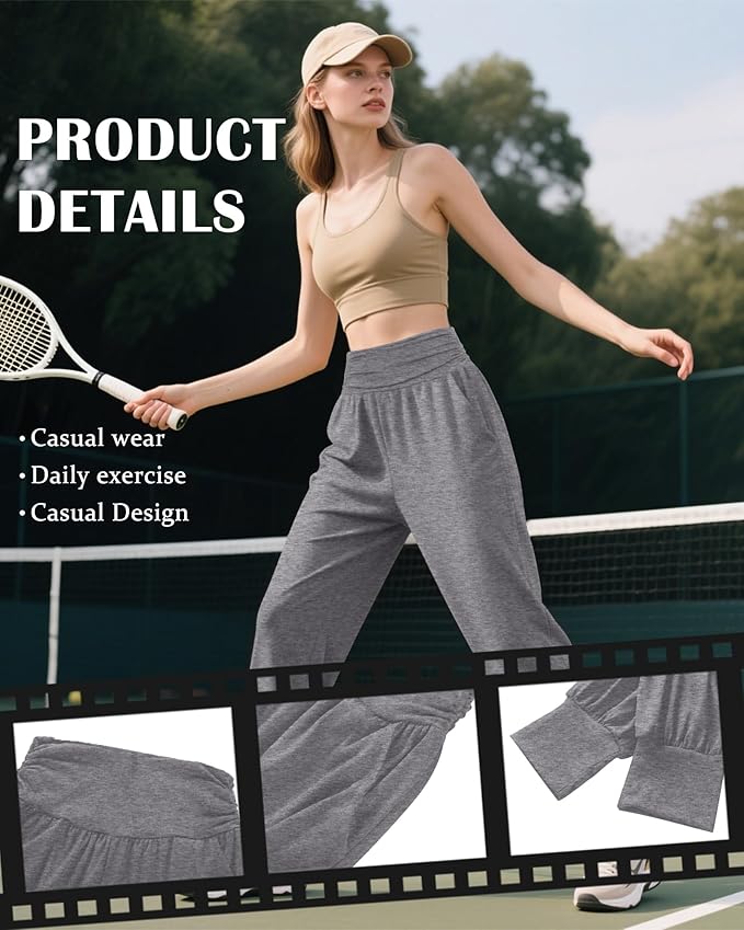 2 Pack Women's Yoga Joggers, Cozy Sweatpants with Pockets Casual Loose Comfy High Waisted Lounge Pants
