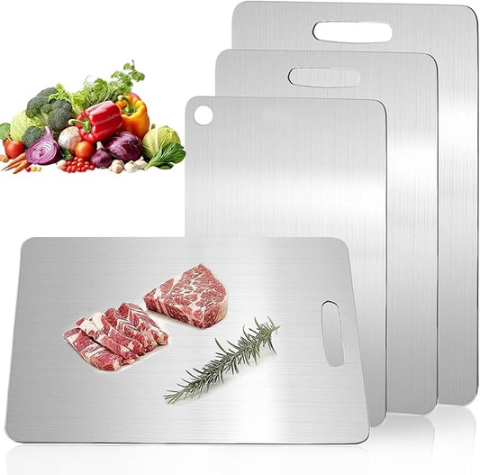 Katuchef Titanium Cutting Board,2026 New 100% Pure Titanium Cutting Boards for Kitchen,Titan Cut Pro Non toxic Doubld-Side Durable Chopping Boards, Easy to Clean and Store(3PCS-S+M+L)