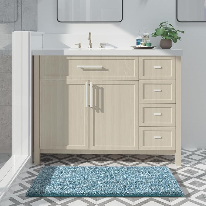 Yimobra Large Bathroom Rugs Non Slip Washable, Soft Absorbent Microfiber Bath Mat,Dual-Tone Decor Rug with Rubber Backing for Bathroom Floor,Tub and Shower,36x24,Home Essentials,Denim Blue