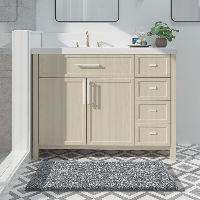 Yimobra Large Bathroom Rugs Non Slip Washable, Soft Absorbent Microfiber Bath Mat,Dual-Tone Decor Rug with Rubber Backing for Bathroom Floor,Tub and Shower,36x24,Home Essentials,Dark Gray and White
