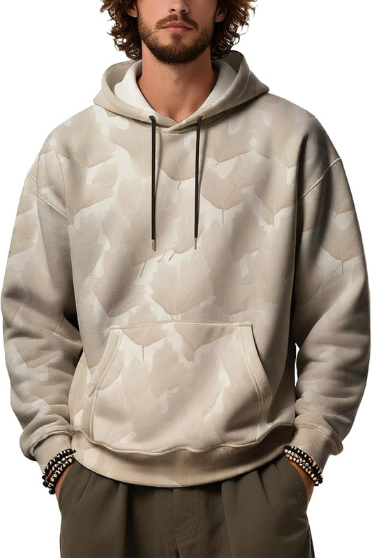 Mens Camo Hoodies Maple Leaf Graphic Camouflage Pullover Sweatshirts Hooded Fleece Casual Hunting Fall Outfits