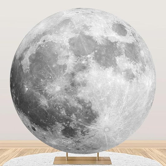 Diameter 6.5ft Outer Space Round Backdrop Cover Universe Moon Surface Mysterious Fantasy Cosmic Planet Photography Background for Boy Birthday Party Decor Kids Adults Art Portrait Photo Props