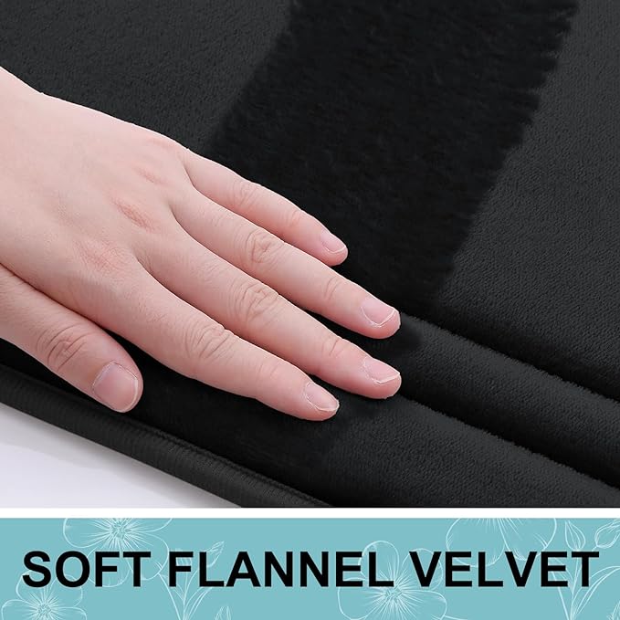 Grandaily Memory Foam Bath Mat Rug 59x20, Ultra Soft, Non-Slip and Absorbent Bathroom Rugs, Machine Wash Dry, Comfortable Bath Carpet for Bathroom Floor, Tub and Shower, Black