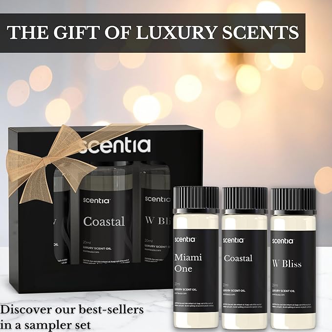 Scentia Hotel Diffuser Oil | Aromatherapy Fragrances Inspired by 5-Star Hotels | Luxurious Scents Gift Set - 3 x 20ml Bottles Set - The 1 Hotel Miami, W Hotels - Thanksgiving & Holiday Gift