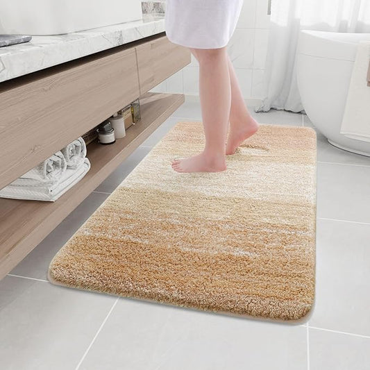 Arotive Microfiber Bathroom Rugs, Shaggy Soft and Absorbent Bath Rug, Non-Slip, Thick Plush Machine Washable Dry Bath Mats for Bathroom, Tub and Shower, 44x32, Beige, Rectangular