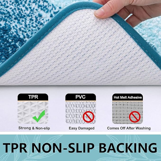 Arotive Microfiber Bathroom Rugs, Shaggy Soft and Absorbent Bath Rug, Non-Slip, Thick Plush Machine Washable Dry Bath Mats for Bathroom, Tub and Shower, 59x20, Peacock Blue, Rectangular
