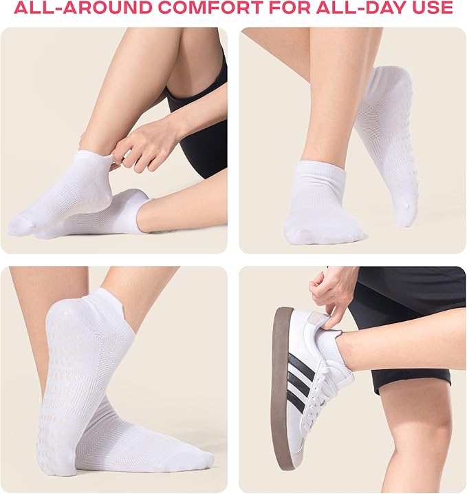 CoolMate Pilates Socks with Grips for Women, Yoga Socks, Crew Non Slip Women for Barre, Pilates Gifts