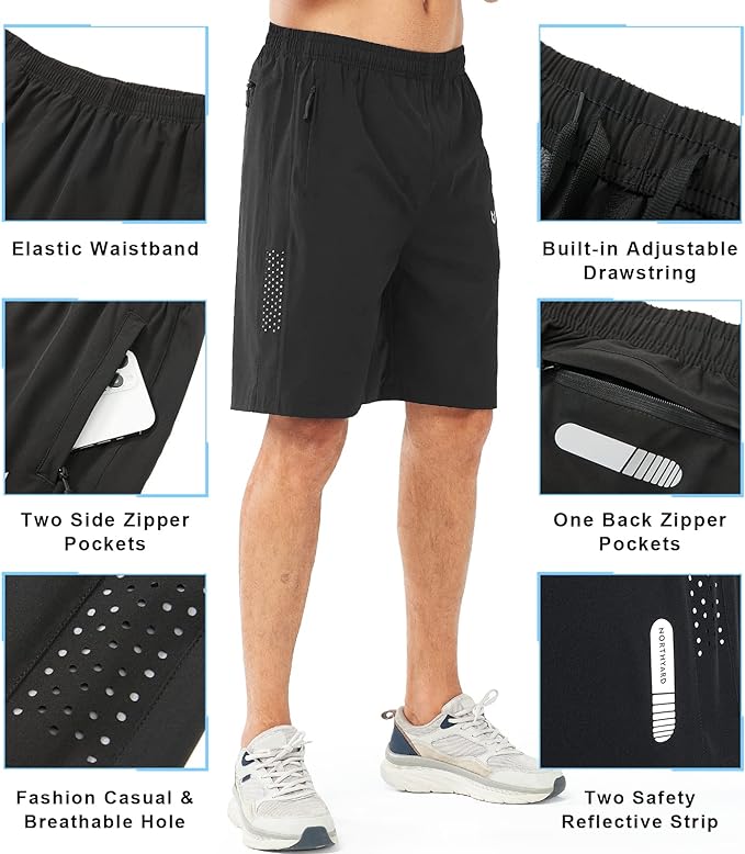 NORTHYARD Men's Athletic Running Shorts Quick Dry Workout Shorts 7"/ 5"/ 9" Lightweight Sports Gym Basketball Tennis Hiking