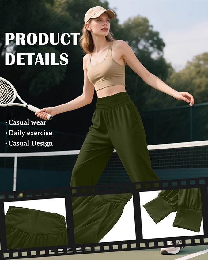 2 Pack Women's Yoga Joggers, Cozy Sweatpants with Pockets Casual Loose Comfy High Waisted Lounge Pants