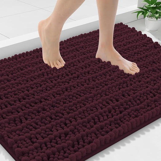 Smiry Bathroom Rugs Mat 36x24, Extra Soft Absorbent Chenille Bath Rugs, Non Slip Rubber Backing Machine Washable Quick Dry Bath Mats for Bathroom Floor, Tub, Shower, Home Accessories, Black Cherry