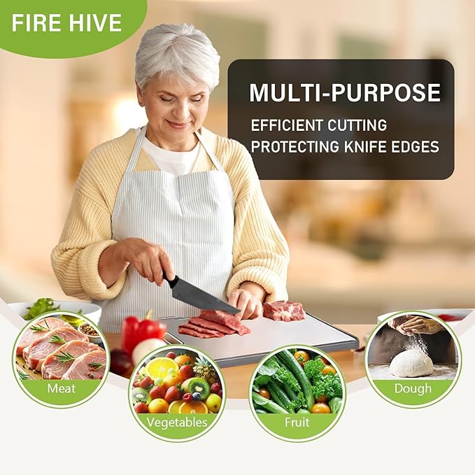FIRE HIVE Kitchen Universal High Strength Pure Titanium & Platycodon PP Material Double sided cutting board,Suitable for non-toxic cutting boards with juice troughs for home and kitchen use