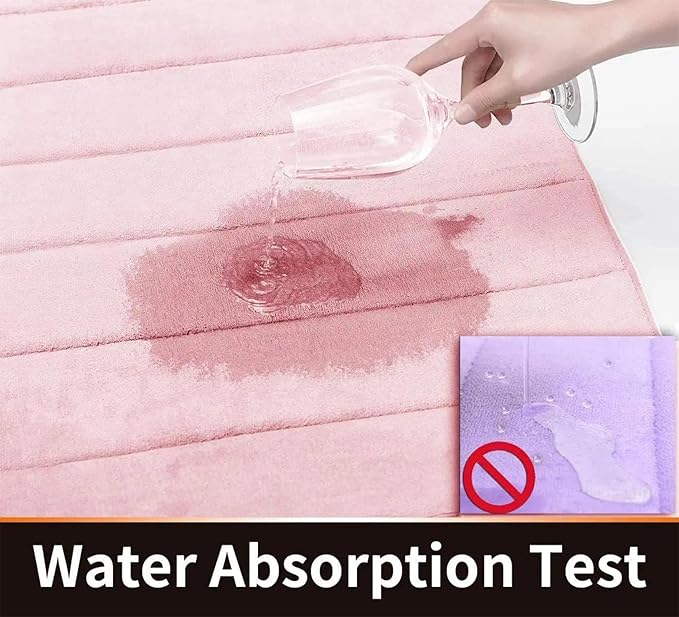 Yimobra Bathroom Runner Rugs 72"x24" Non Slip Washable Memory Foam Bath Mat, Super Soft Water Absorbent Hallway Carpet for Vanity Tub Shower, Pink