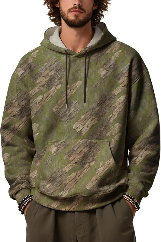 Mens Camo Hoodies Maple Leaf Graphic Camouflage Pullover Sweatshirts Hooded Fleece Casual Hunting Fall Outfits