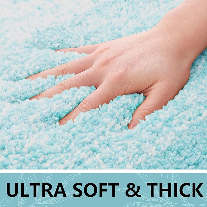 Arotive Microfiber Bathroom Rugs, Shaggy Soft and Absorbent Bath Rug, Non-Slip, Thick Plush Machine Washable Dry Bath Mats for Bathroom, Tub and Shower, 30x20, Sky Blue, Rectangular