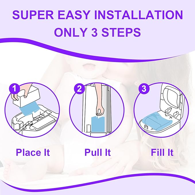Diaper Easy Roll Bags Refill 4 Pack Compatible with Genie Easy Roll Signature & Platinum Pails 120 Refills Holds Up to 5600 Newborn Diapers Extra Thickness 7-Layer Odor-Lock Technology