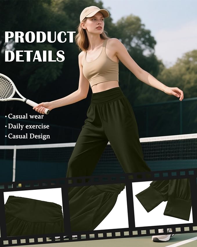 2 Pack Women's Yoga Joggers, Cozy Sweatpants with Pockets Casual Loose Comfy High Waisted Lounge Pants
