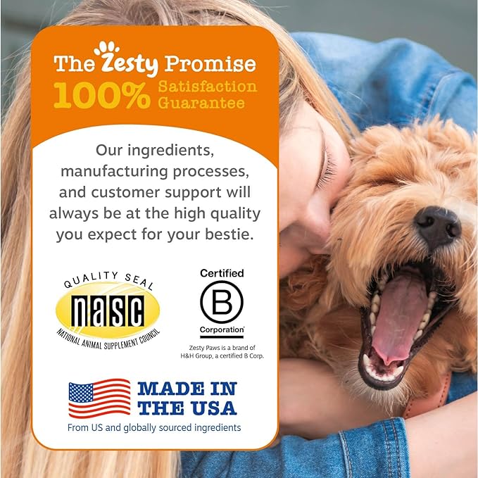 Zesty Paws Senior Dog Multivitamin Treats - Glucosamine for Dogs + Digestive Enzymes & Probiotics - Grain Free Dog Vitamins and Supplements for Skin & Coat + Immune Health Beef - Advanced - 90ct