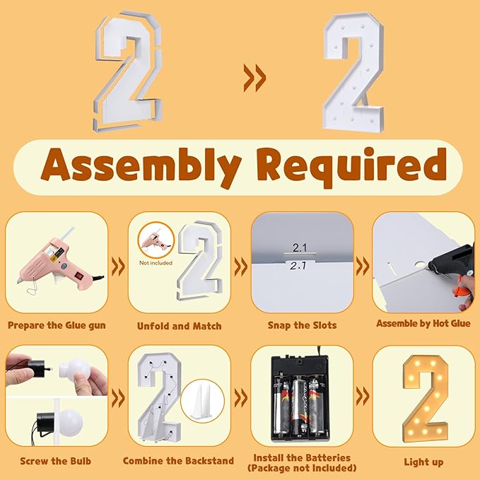imprsv 4FT Marquee Numbers, Light Up Numbers 2 for 21st Birthday Decorations, Marquee Light up Letters Anniversary Party Decor, Pre-Cut Foam Board Kit