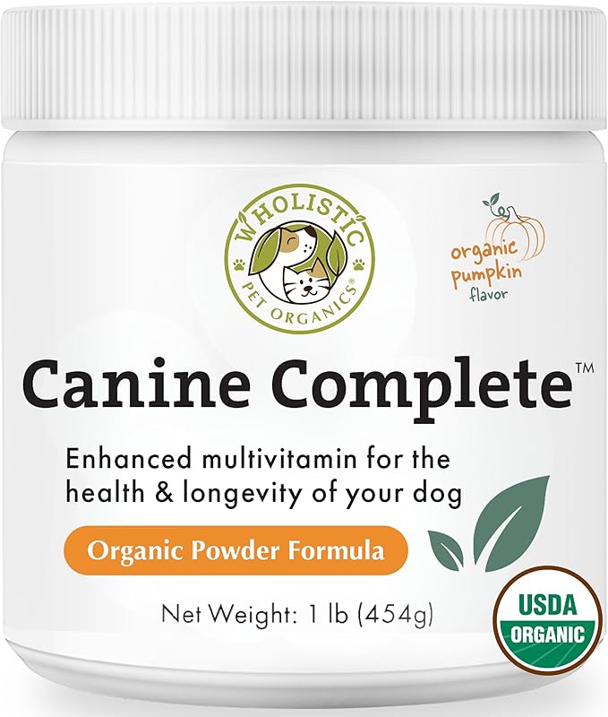Wholistic Pet Organics Canine Complete - Dog Multivitamin Powder - 1 Lb - Daily Dog Vitamins and Supplements for Homemade Food - Immune System, Skin, Coat & Overall Health - All Breeds - 45 Scoops