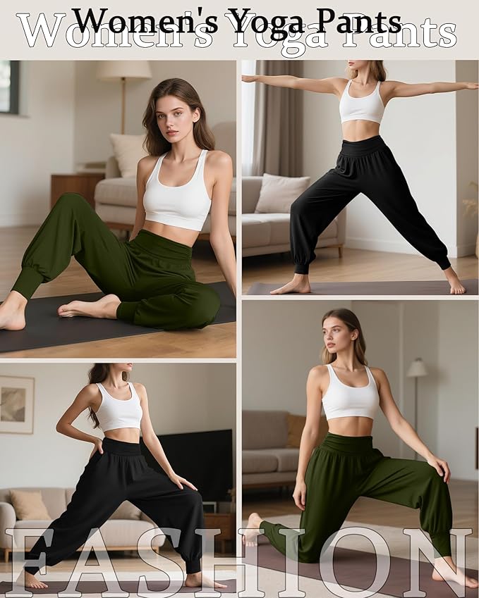 2 Pack Women's Yoga Joggers, Cozy Sweatpants with Pockets Casual Loose Comfy High Waisted Lounge Pants