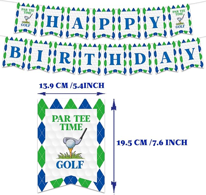 Golf Birthday Party Decorations, 55pcs Golf Party Decorations Include Golf Banner, Balloon, Cake Topper, Cupcake Topper, Hanging Swirls, Sports Themed Golf Birthday Party Supplies