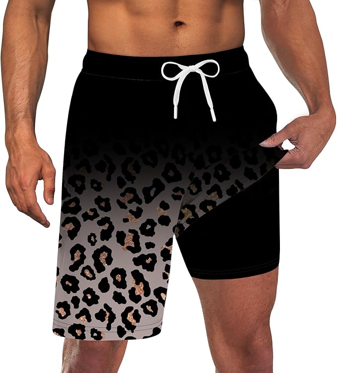 Goodstoworld Mens Swim Trunks with Compression Liner 9'' Inseam Quick Dry Swimsuit Shorts M-3XL