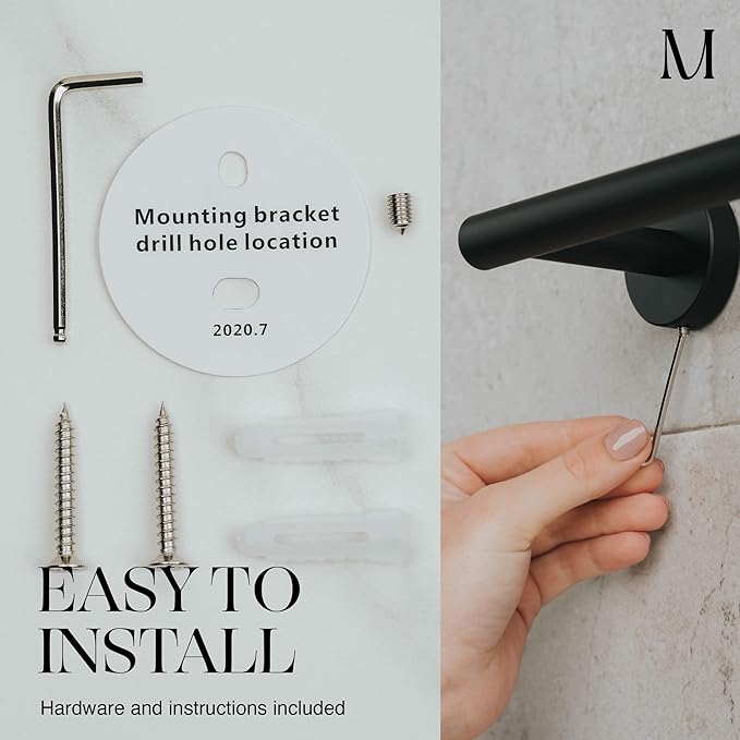 Marmolux Acc - 3 Piece Bathroom Hardware Set with Matte Black Toilet Paper Holder, Towel Ring & Towel Hook - Stainless Steel Matte Black Bathroom Accessories Set. - Bathroom Accessory - Bathroom Set