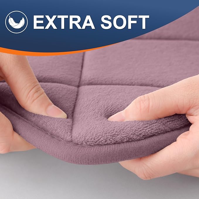 OLANLY Memory Foam Bath Mat 44x24, Ultra Soft and Absorbent Bathroom Rugs, Machine Washable, Comfortable Bath Carpet for Bathroom Floor, Tub and Shower, Deep Plum