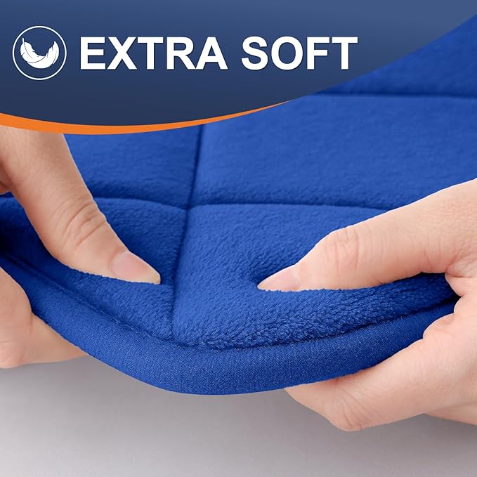 OLANLY Memory Foam Bath Mat 44x24, Ultra Soft and Absorbent Bathroom Rugs, Machine Washable, Comfortable Bath Carpet for Bathroom Floor, Tub and Shower, Royal Blue