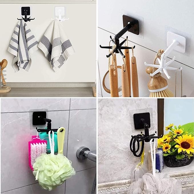 Rotating Kitchen Utensil Hook – Wall Mounted 6 Hook Organizer