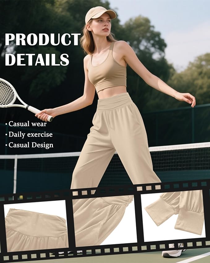2 Pack Women's Yoga Joggers, Cozy Sweatpants with Pockets Casual Loose Comfy High Waisted Lounge Pants