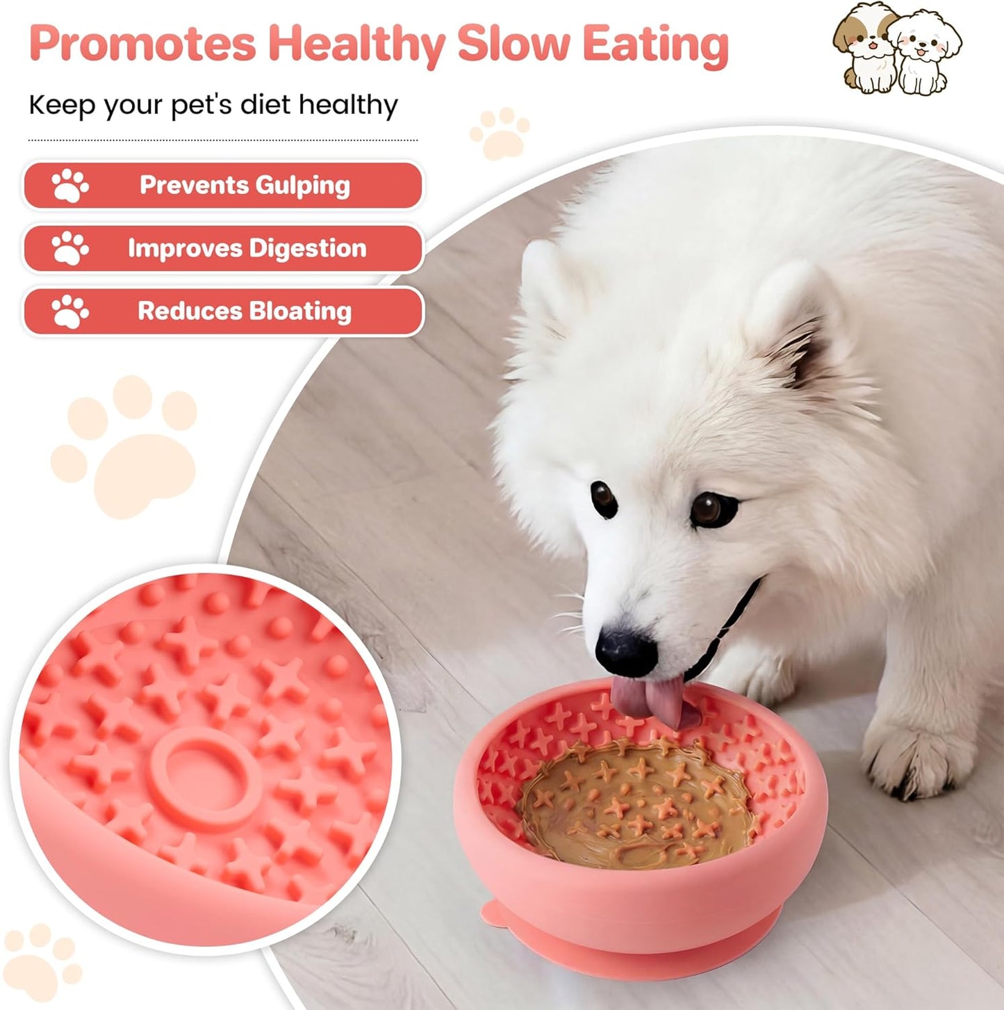 Silicone Slow Feeder Lick Bowl with Suction Base
